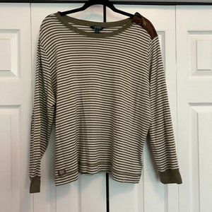Women's Green, White, & Brown Sweater
